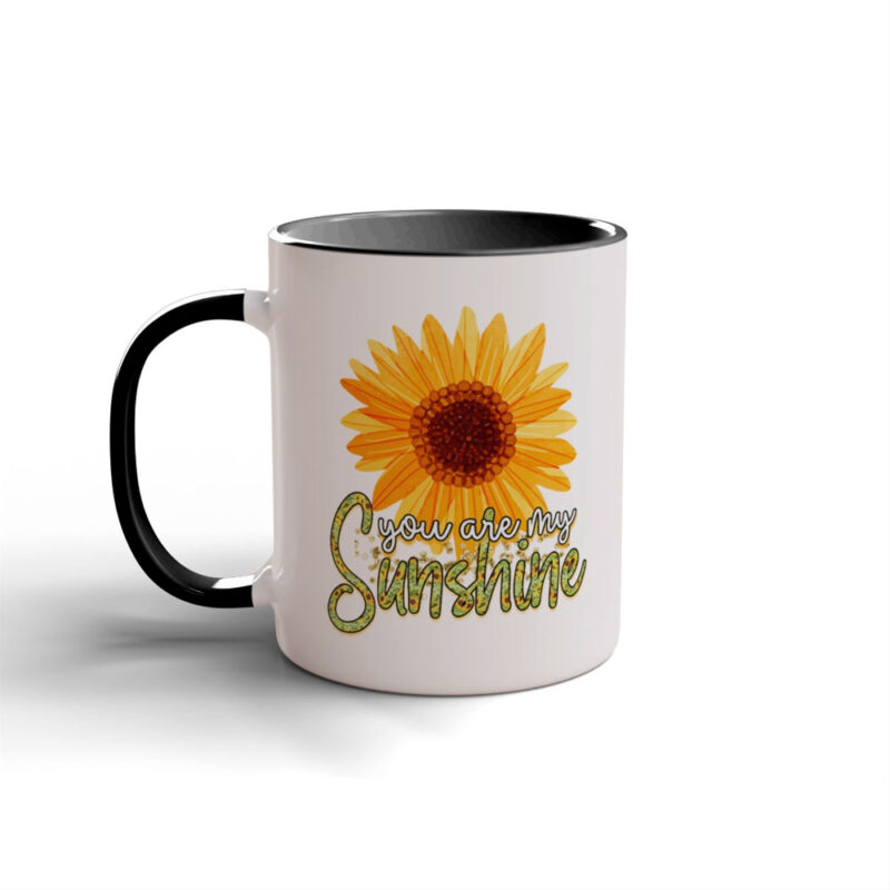 Bright Sunflower Personalized Mug displaying a vibrant sunflower and the text "You are my Sunshine" for cheerful mornings.